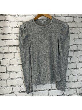 Gaze Long Puff Sleeve Shirt Womens Small S Gray Stretch Casual Comfort Preppy